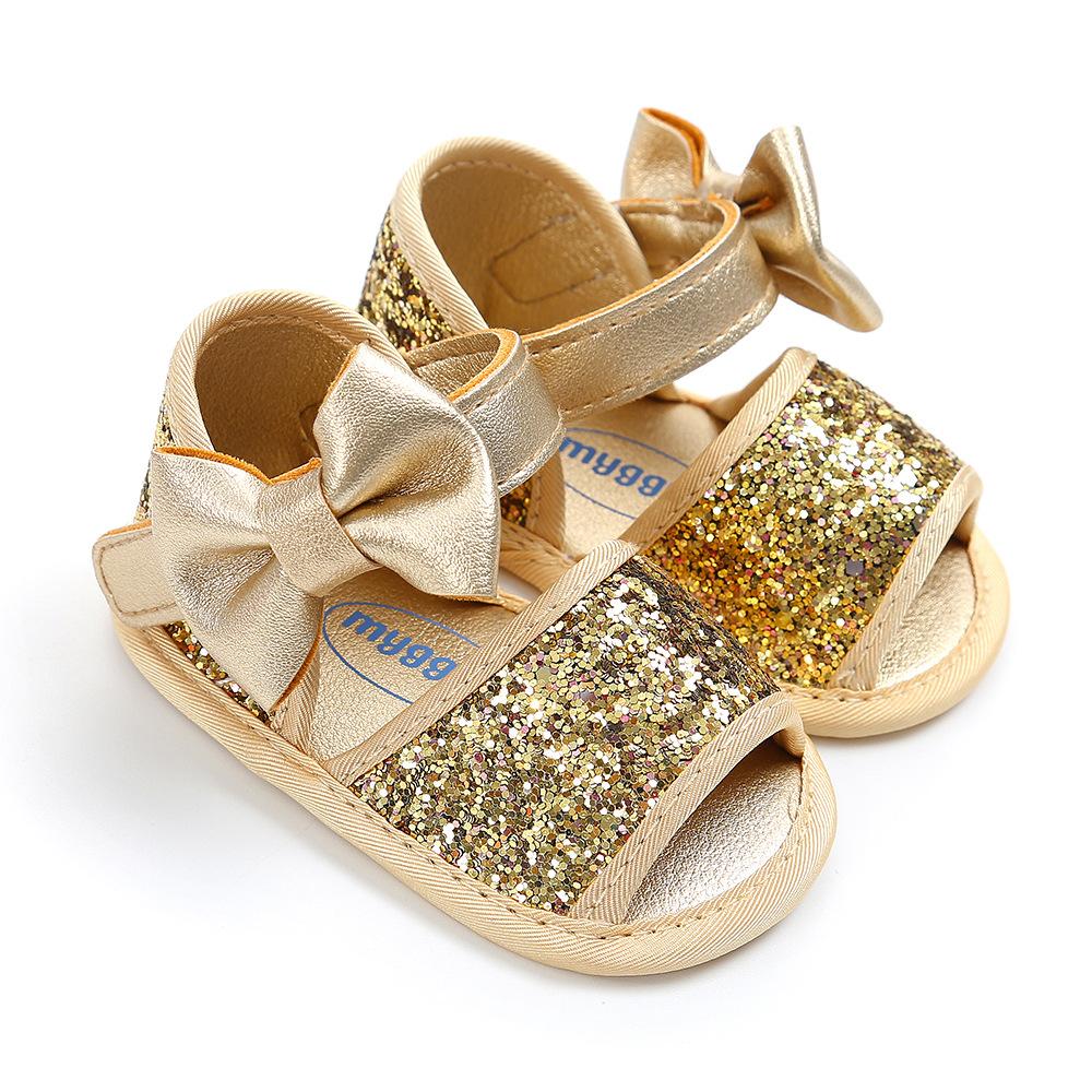 

MYGGPP/весенне-летние детские сандалии с блестками и бабочками, детская обувь, золотистая детская обувь для малышей 12cm золотой