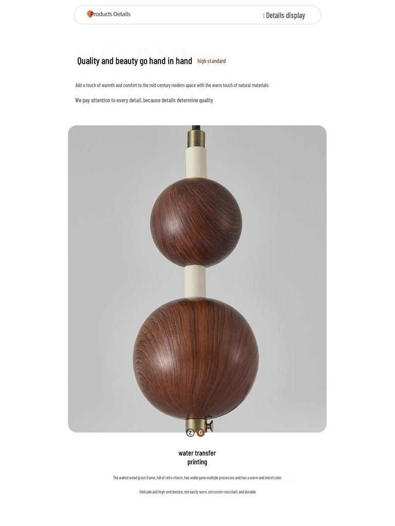 Vintage Walnut Wood Swing Arm Chandelier for Dining Table or Cafe Bar