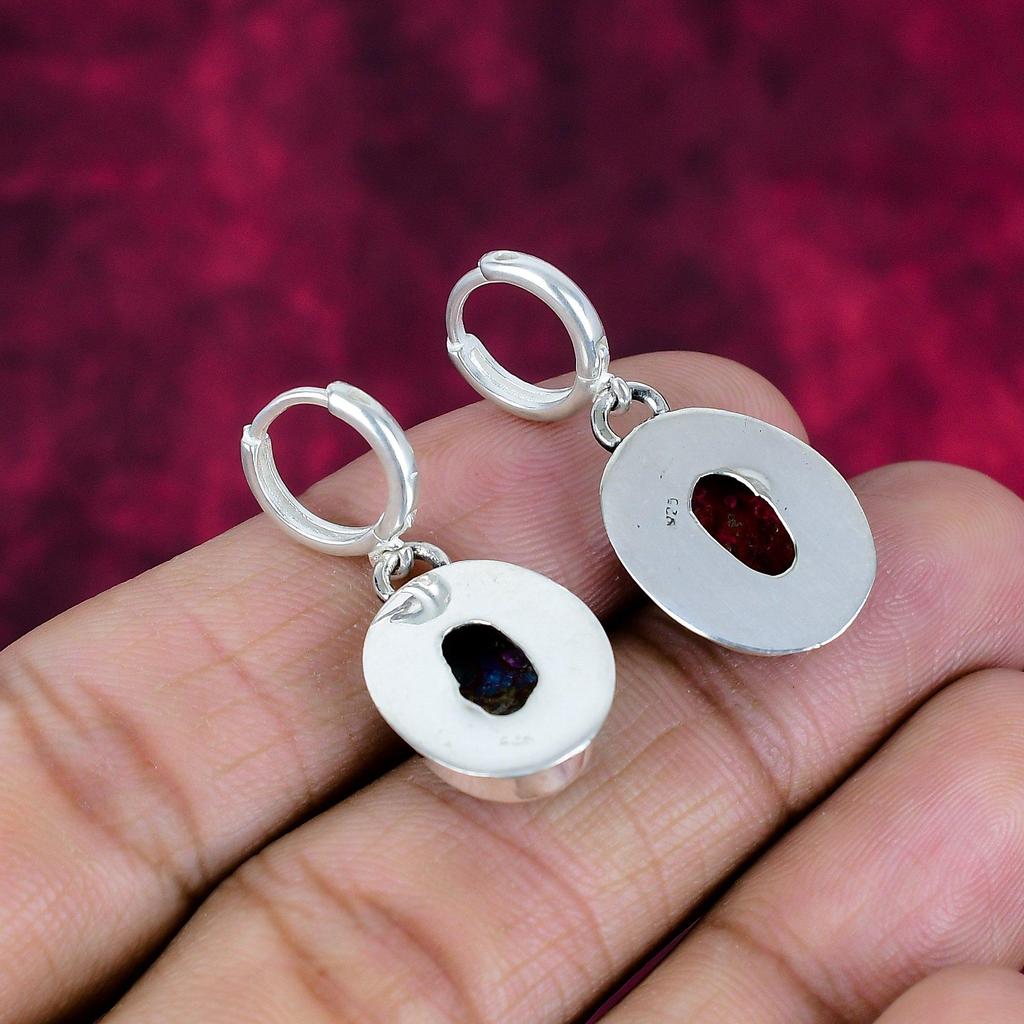 Rosa taggiga kopparturkosa örhängen, handgjorda ädelstensörhängen, 925 massivt sterlingsilverörhängen antika smycken, för förlovningspresent