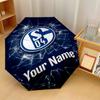 Schalke 04 FC Automatyczny 3-składany Parasol 8-żebrowy Wiatroodporny Składany Parasol Ochrona przed Słońcem i Deszczem na Podróże Zewnętrzne Codzienne Użytkowanie