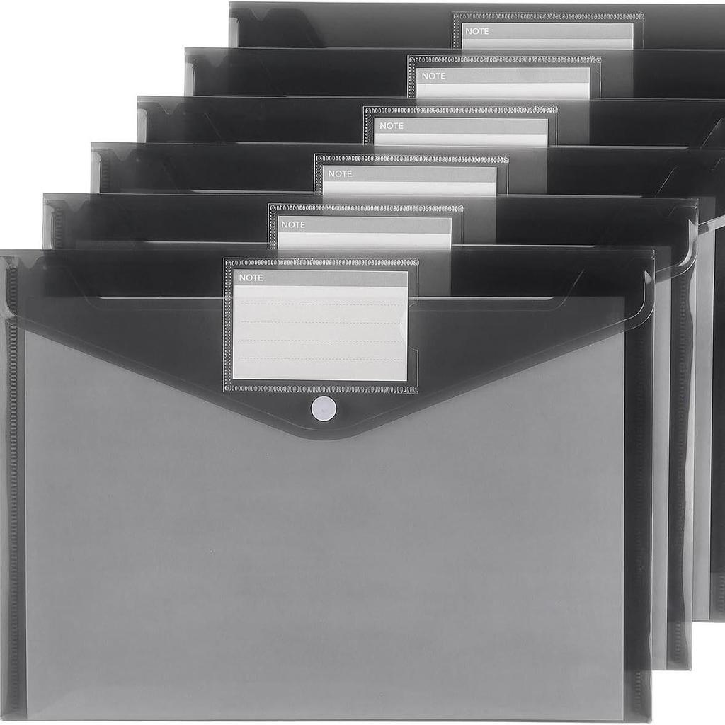 A4 Transparent Plastic Snap Button File Bag - Thickened Document & Stationery Storage Bag