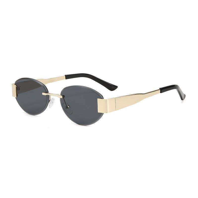 

Frameless trimmed oval sunglasses new European and American retro sunglasses anti-ultraviolet shading sunglasses women as shown in the picture