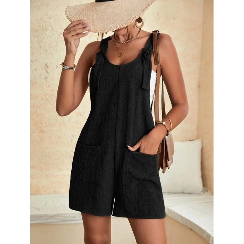 Summer Casual Fashion Plus Size Shorts Jumpsuits Women Elegant Vintage Solid Loose Women Playsuits Simple Vacation Beach Office Ladies Rompers 26354