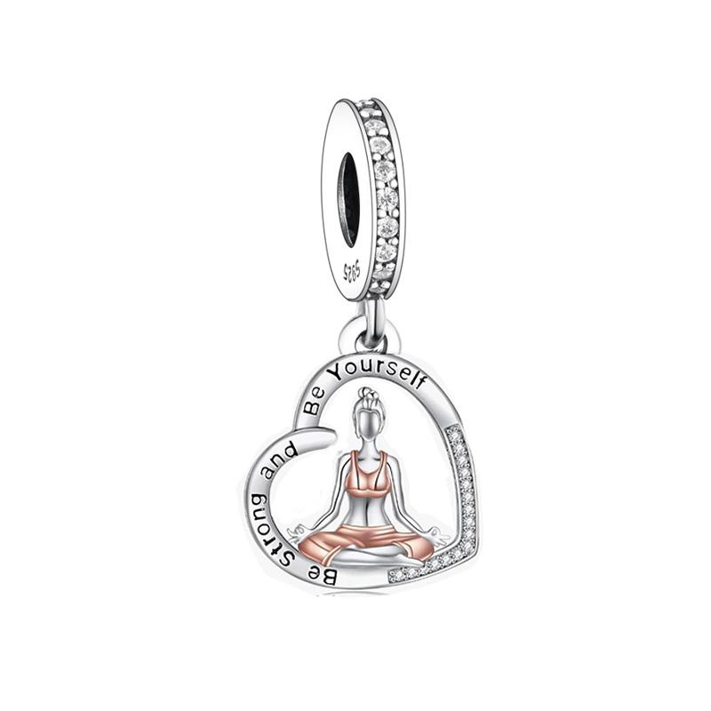 FC Jewelry Fit Original Pan Charm Bracelet 925 Silver Lotus Yoga Girl Chakra Healing Balance Bead For Making Daughter Berloque