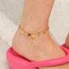 Stainless Steel Shell & Natural Stone Titanium Anklet – Waterproof High-End Foot Jewelry for Women
