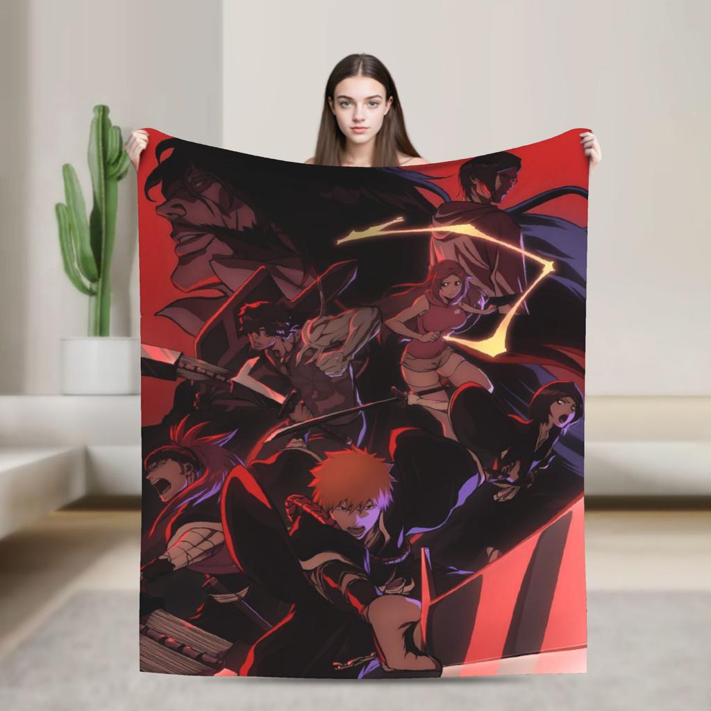 Ichigo Orihime Uryu Blanket Bleached Camping Flannel Throw Blanket For Living Room Super Soft Custom Diy Quality Bedspread Gift