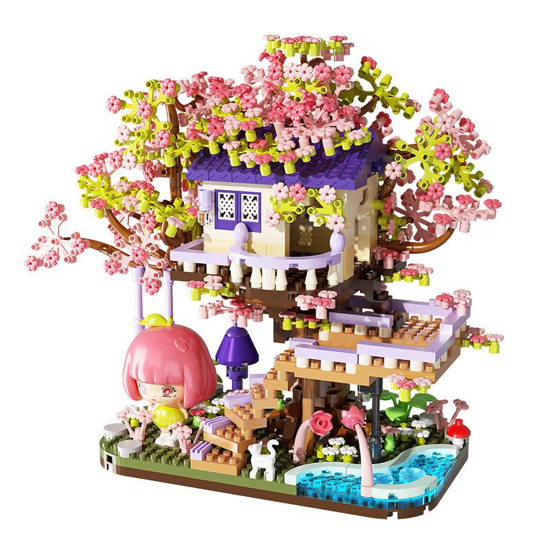 Flower Girl House Scene Assembly Building Block Model Toys Desktop Ornament