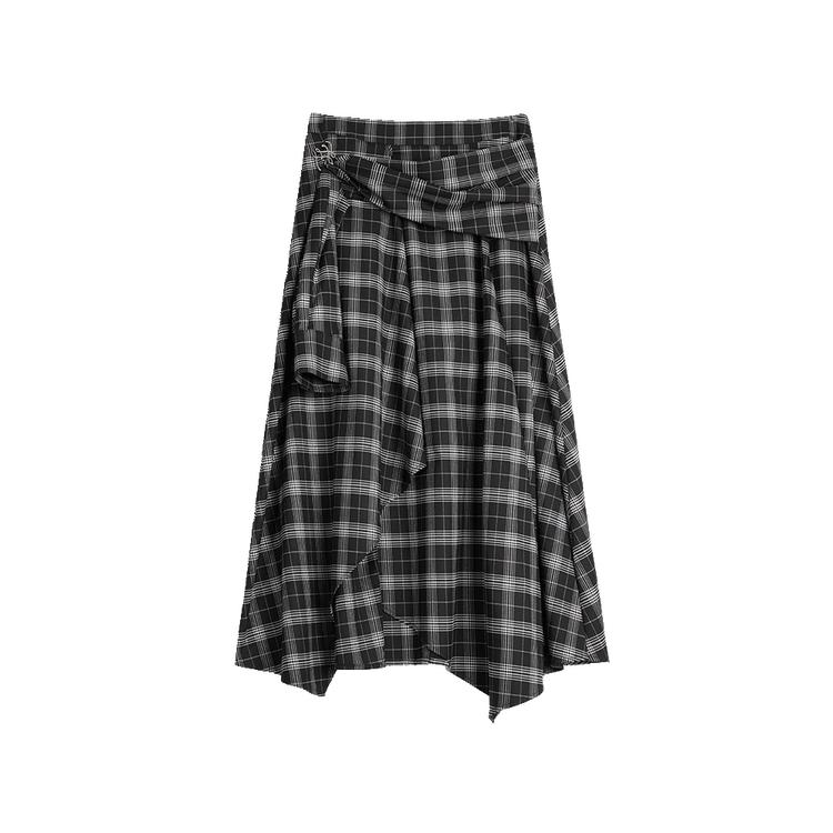 ELLE French Irregular Fashion Design Loose Versatile Slimming Plaid Midi Skirt A-Line Casual Long Skirt Women skirts ER50964