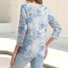 Women's Fashion Casual Printing Button-down Shirt 3/4 Long Sleeve Tops