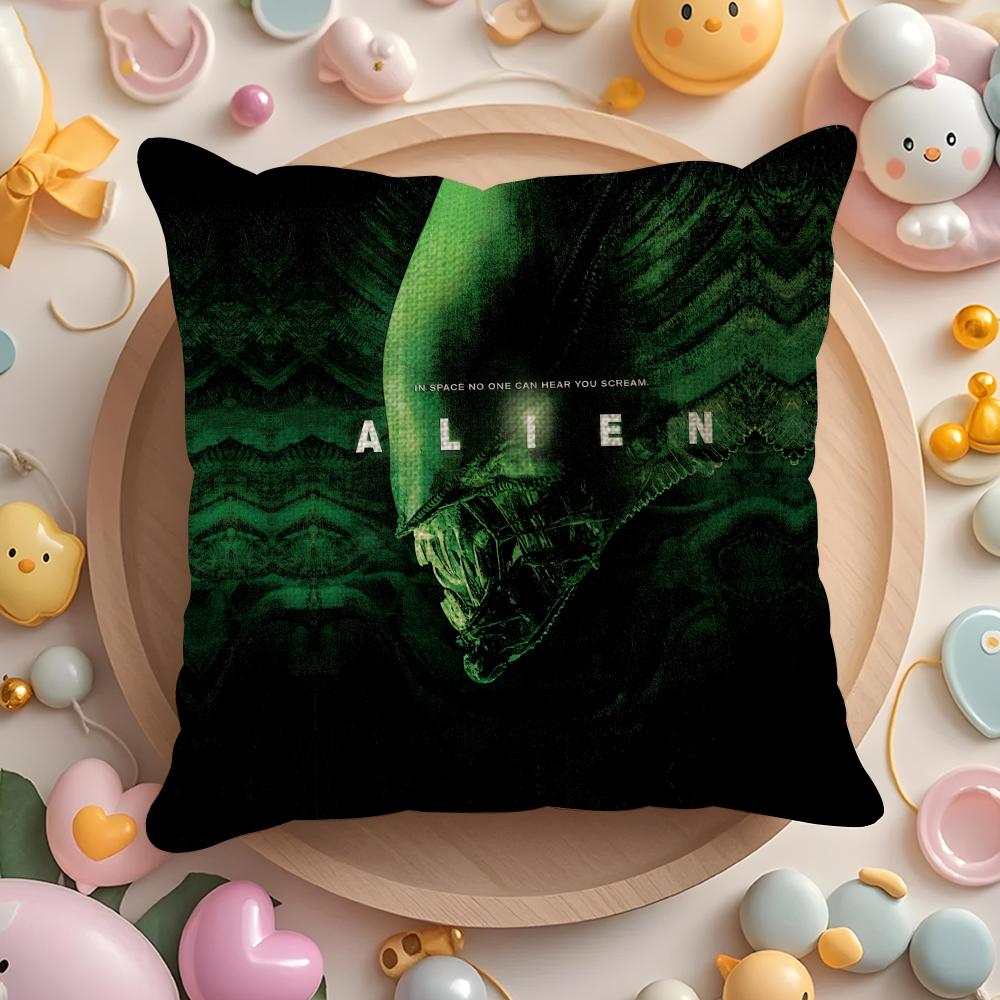 Horror Movie A-Alien Cushion Cover Linen Organic Fabric Double-Sided Printing Breathable Pillow Case Sofa Home Decor Gift