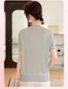 Mom's French Style Ice Silk Knit Top, Short Sleeve, Versatile & Stylish T-shirt for Middle-Aged Women, New Summer Fashion.