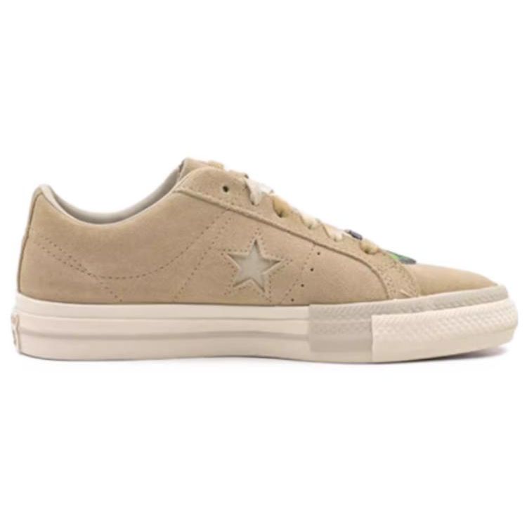 Converse One Star Round Toe Lace-Up Warm Non-Slip Wear-Resistant Low-Top Skate Shoes Unisex Sneakers Khaki A07973C