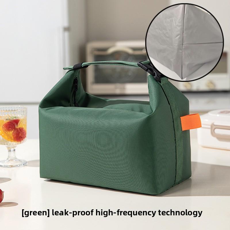 Japanese Large Capacity Lunch Bag Simple Solid Color Storage Bag Portable Thick Aluminum Foil Insulation Handheld Work Lunch Box зелёный 2890₽