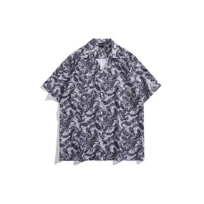 Design Floral Shirt Men's Hong Kong Style Retro Trendy Niche Couple Loose and Lazy Style Korean Style Short Sleeve Shirt