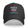 Tackle Diabetes Awareness Football Blue Ribbon Baseball Cap Adjustable Polyester Casual Sports Hat