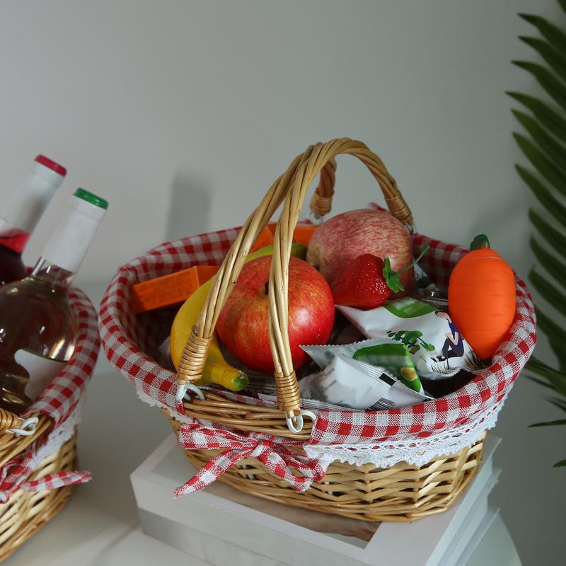 Rattan Picnic Basket, Wicker Basket, Pastoral Picnic Activity Handle Basket
