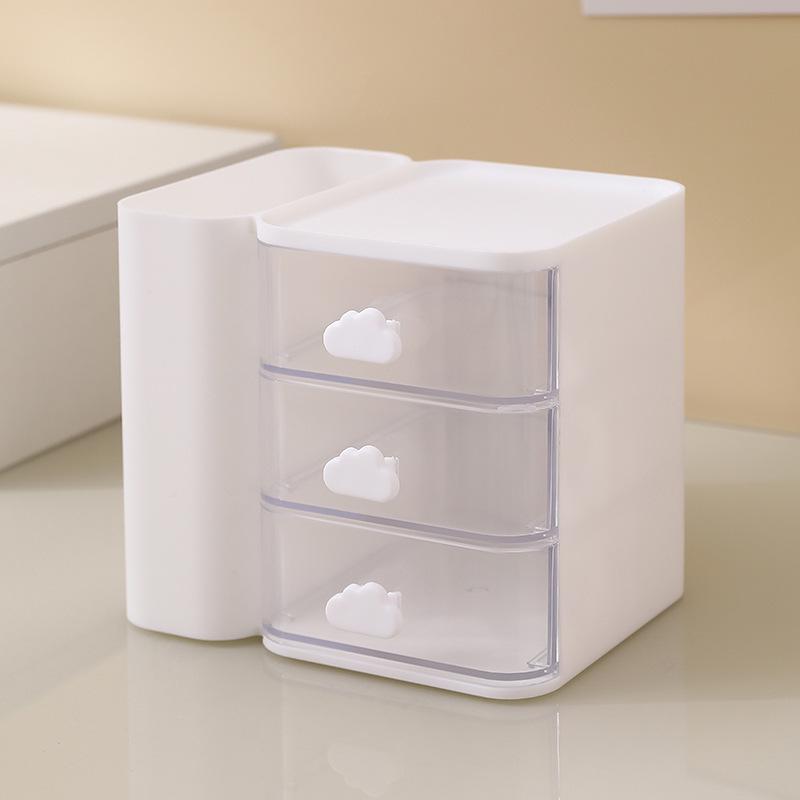 Transparent Cloud Desktop Pen Holder & Drawer Organizer Box