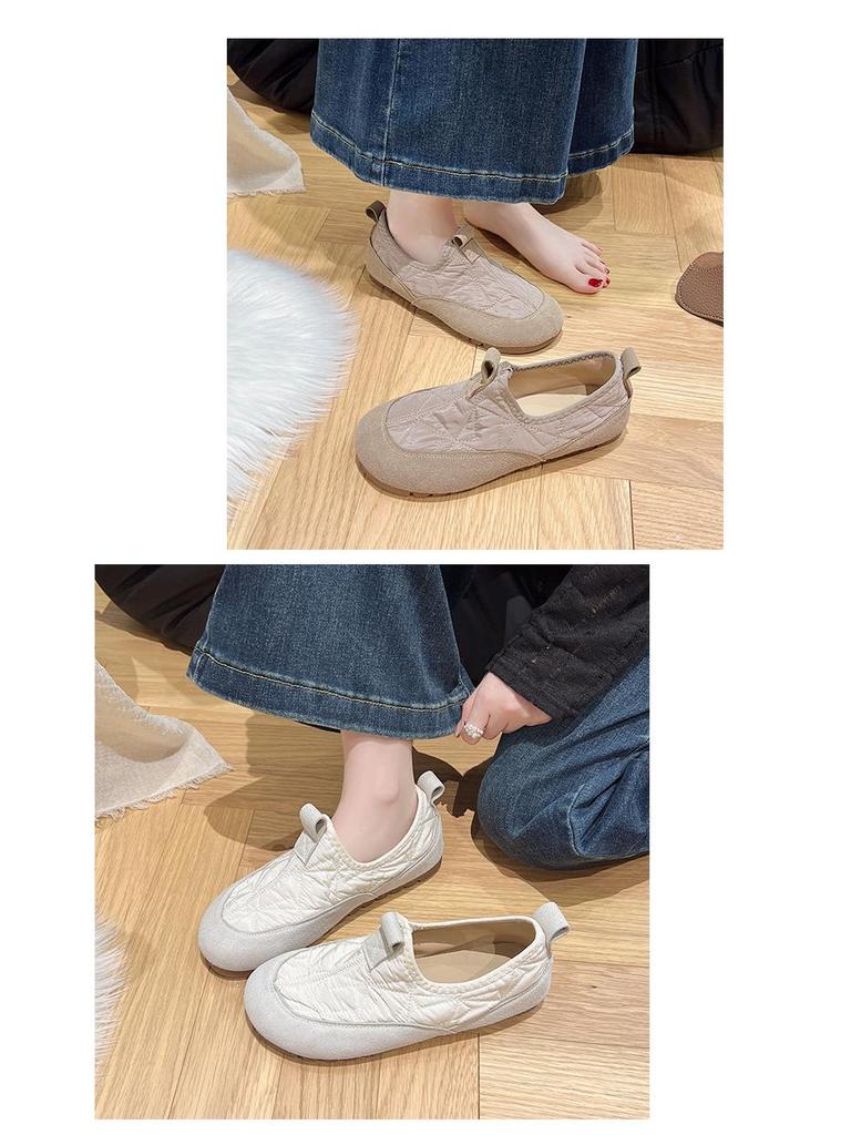 Vintage Style Slip-On Flat Shoes - Women's Versatile Autumn/Winter Grandma Shoes