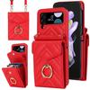 Fashion Leather Phone Case For Samsung Galaxy Z Flip 5 4 Z Flip 3 5G With Long Lanyard Crossbody Bag Wallet Holder Protect Cover