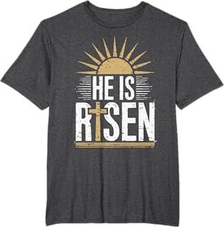 

He Is Risen Christian Easter Men Women Toddler Boy Jesus TShirt Unisex T-Shirt S
