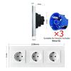 European Standard Round Glass Panel Triple Wall Socket 250V 16A