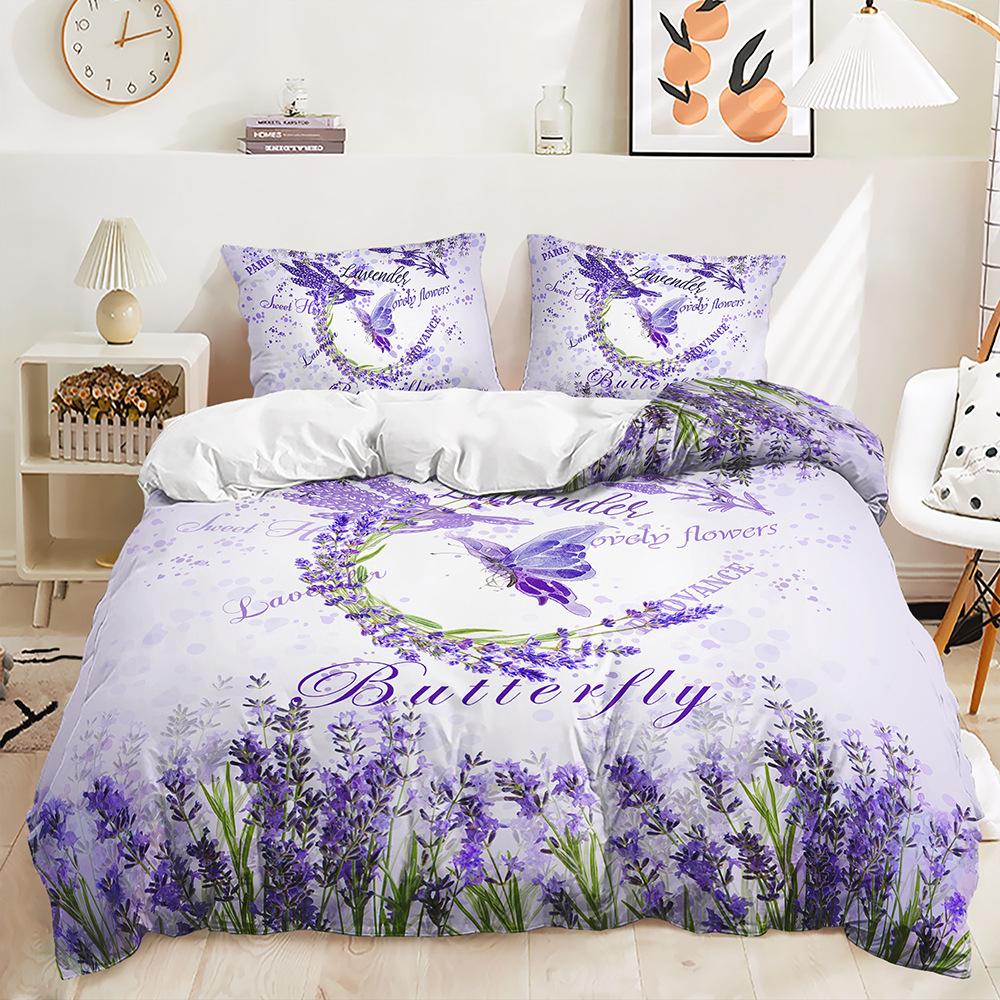 Three-Piece Butterfly Quilt Cover Two-Piece Bedding Kit Digital Printing Pillowcase