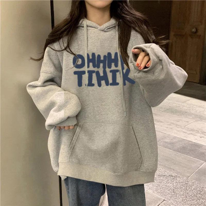 

Women s Versatile Mid-Length Hooded Sweatshirt - Casual Korean Fashion for Autumn/Winter M (Suggested for under 115 lbs)