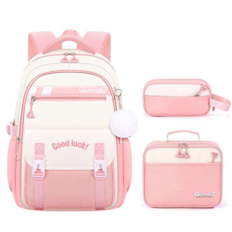 Set da 3 Pezzi Zaino Scolastico per Bambini per Ragazze con Set Porta Pranzo Astuccio Zaini Scolastici Elementari Primari Medie Superiori College