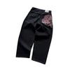 RogueWave Kirschblüten Selvedge Stickerei Denim Hose Y2k Retro Lässig Baggy Gerade Weites Bein Jeans Hohe Qualität Hiphop Streetwear