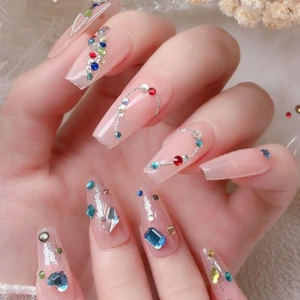 1440 pcs Sparkle DIY Crystal Beads Nail Art Mix Color Glass Rhinestone Jewelry Accessory 3D Nail Sparkle Decoration Beauty Craft