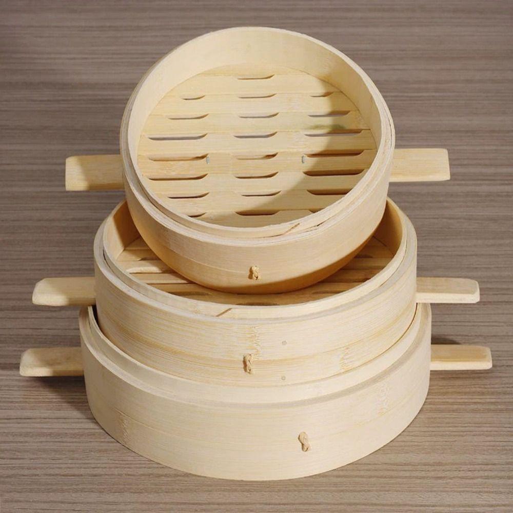 Anti-scalding Bamboo Steam Basket Round Stuffed Bun Steamer Durable Bamboo Steamer  Breakfast Shop