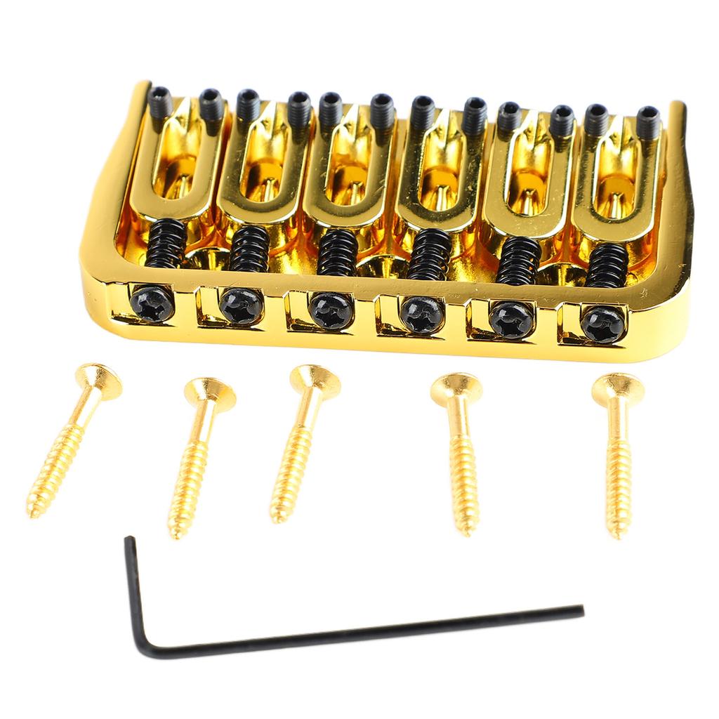 Electric Guitar Fixed Bridge Metal Adjustable Professional Guitar Fixed Bridge Replacement Gold