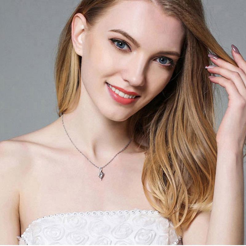 Pendant Necklace Clavicle Chain Pendant Female Japan and Korea Birthday Simple Diamond-set Love Girlfriend Gift Jewelry