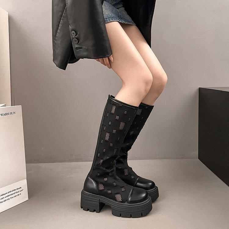 Fashion 2025 New Women's Boots Summer Mesh Breathable Knee-high Boot Designer Women Boots Outdoor Non Slip Platform Boots Botas De Mujer