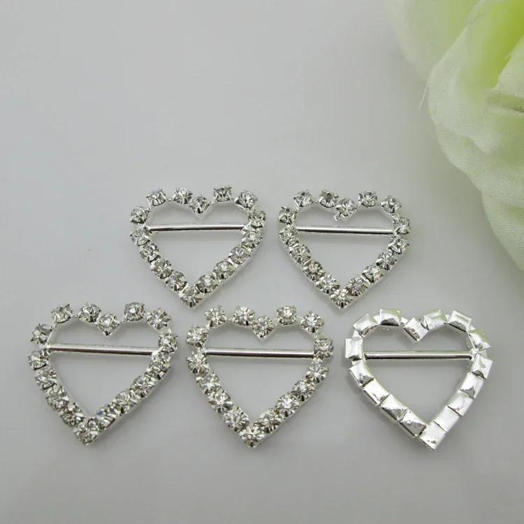 10pcs Heart Buckle with Horizontal Bar for Invitation Ribbon Slider 15mm