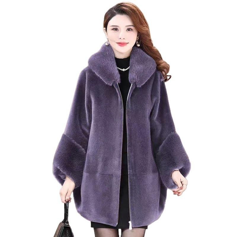 Thickened fur integrated coat autumn and winter imitation mink fur jacket medium and long imitation mink mother outfit women