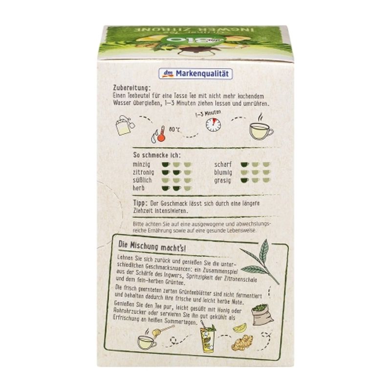 DM Bio Grüner Tee Ingwer & Zitrone Tee 20 Teebeutel