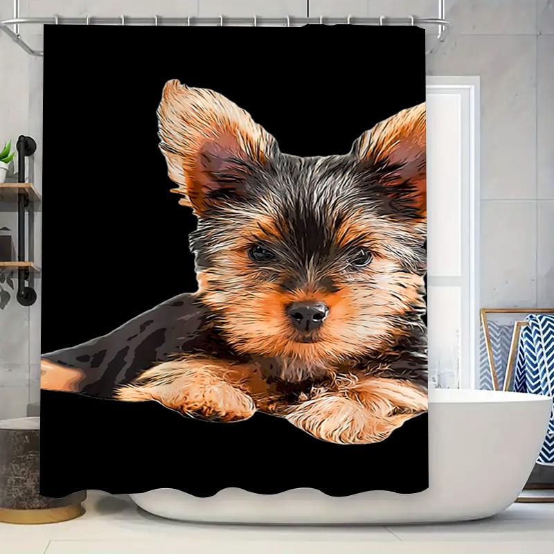 

Chicken Shower Curtain Farmhouse Decor Chicken Print Bathroom Liner White Woven Textile With Black Writing Image W60H190(CM)-1 Pcs