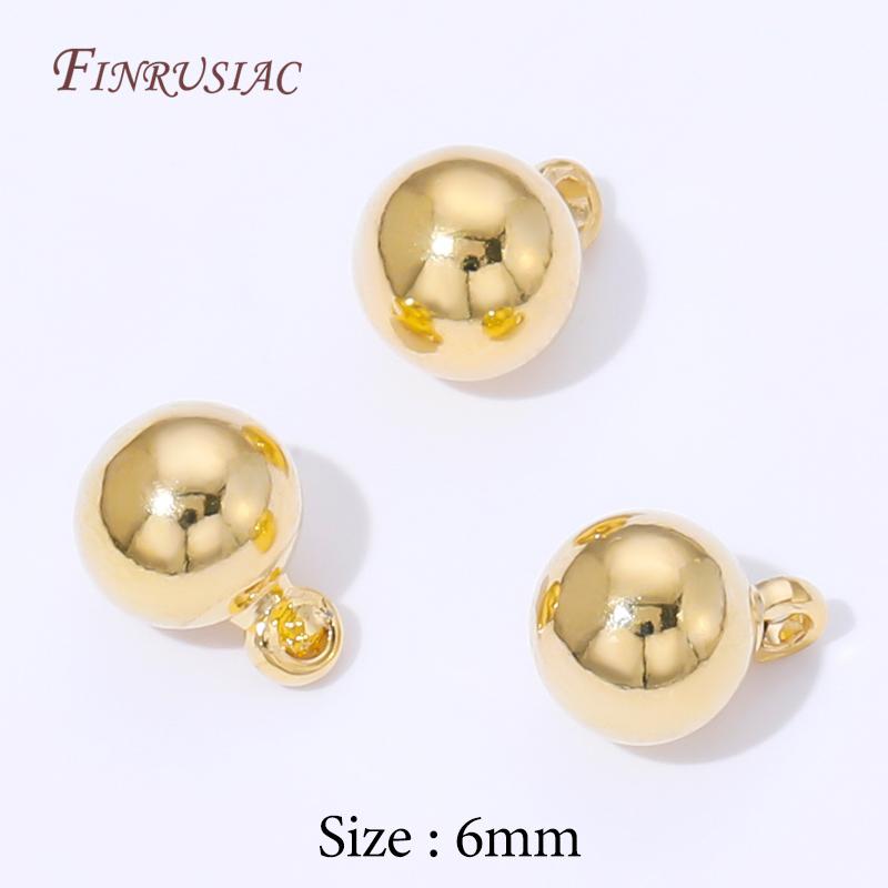 3mm 4mm 5mm 6mm 18K Gold Plated Brass Round Ball Bead Pendants For Necklaces Making,DIY Charms For Jewelry,Bracelets Accessories