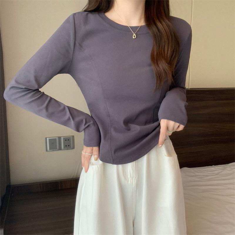 Women Slim Fit Cropped Long Sleeve Thickened Thermal Base Layer T Shirt