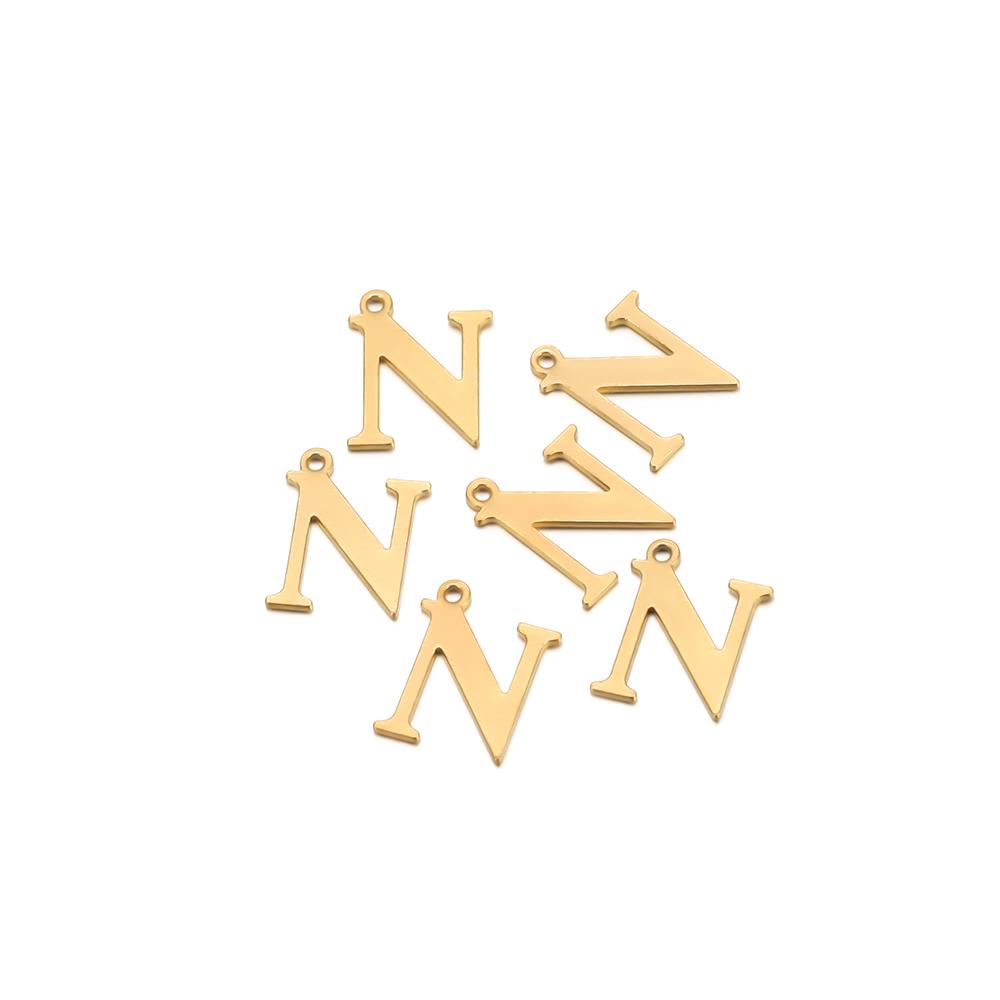 30pcs Stainless Steel Gold Color 26 Letter Pendant Alphabet Charms Necklace Pendant Bracelet Making Earring Findings DIY Jewelry