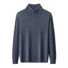 Men's 100% Merino Wool Half-Zip Pullover Sweater - Warm Winter Wear for Middle-Aged Men