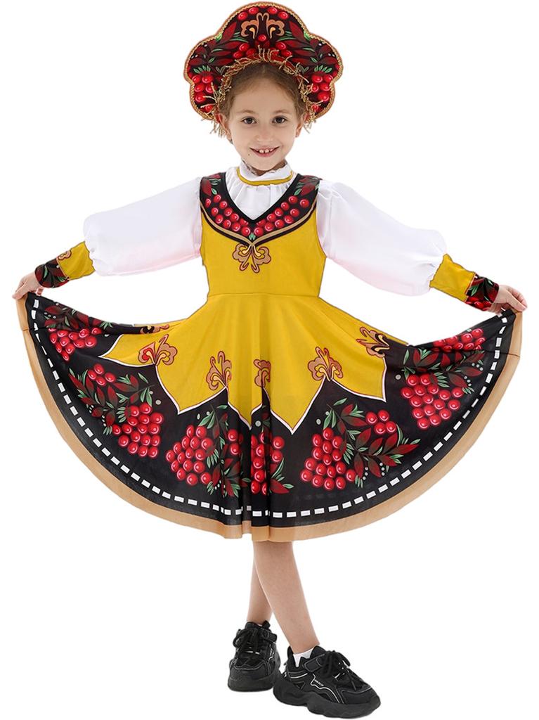 Kids New Russian Ethnic Costume Halloween Folk Stage Performance Cosplay Outfit Vibrant Cultural Festive Themed Look