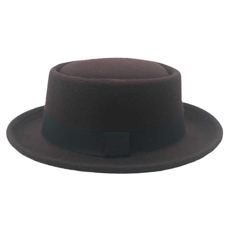 Retro woolen top hat, new hat for women and men, fashionable upturned hat temperament, advanced sense of shading and sun protection