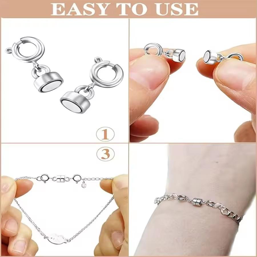 Cierres Magnéticos Dobles para Collares Cierres Chapados en Oro y Plata Cierres Convertidores para Joyería Extensores de Collar para Collares Hallazgos para Hacer Joyería