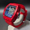 Used New Watch Richard Mille Type Quartz Homage Watch Rubber Tonneau Red Red Luxury Luxury Sports