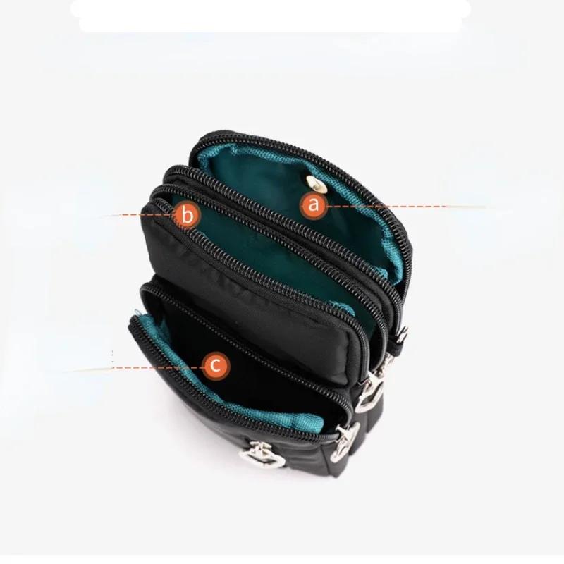Waterproof Mobile Phone Bag Women's Mini Oxford Crossbody Bag Daily Multi-layer Zipper Purse Casual Outdoor Travel Nylon Bag