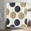 Modern Bath Curtain White Beige Geometric Design Shower Fabric Decor with Metal Hook Rings for Bathroom Waterproof Room Divider