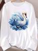 (Asian Size) Trend Flower Sweet 90s Tee Print T Shirt Women Clothing Autumn Winter Spring Casual Fashion Top O-neck Graphic Long Sleeve T-shirts