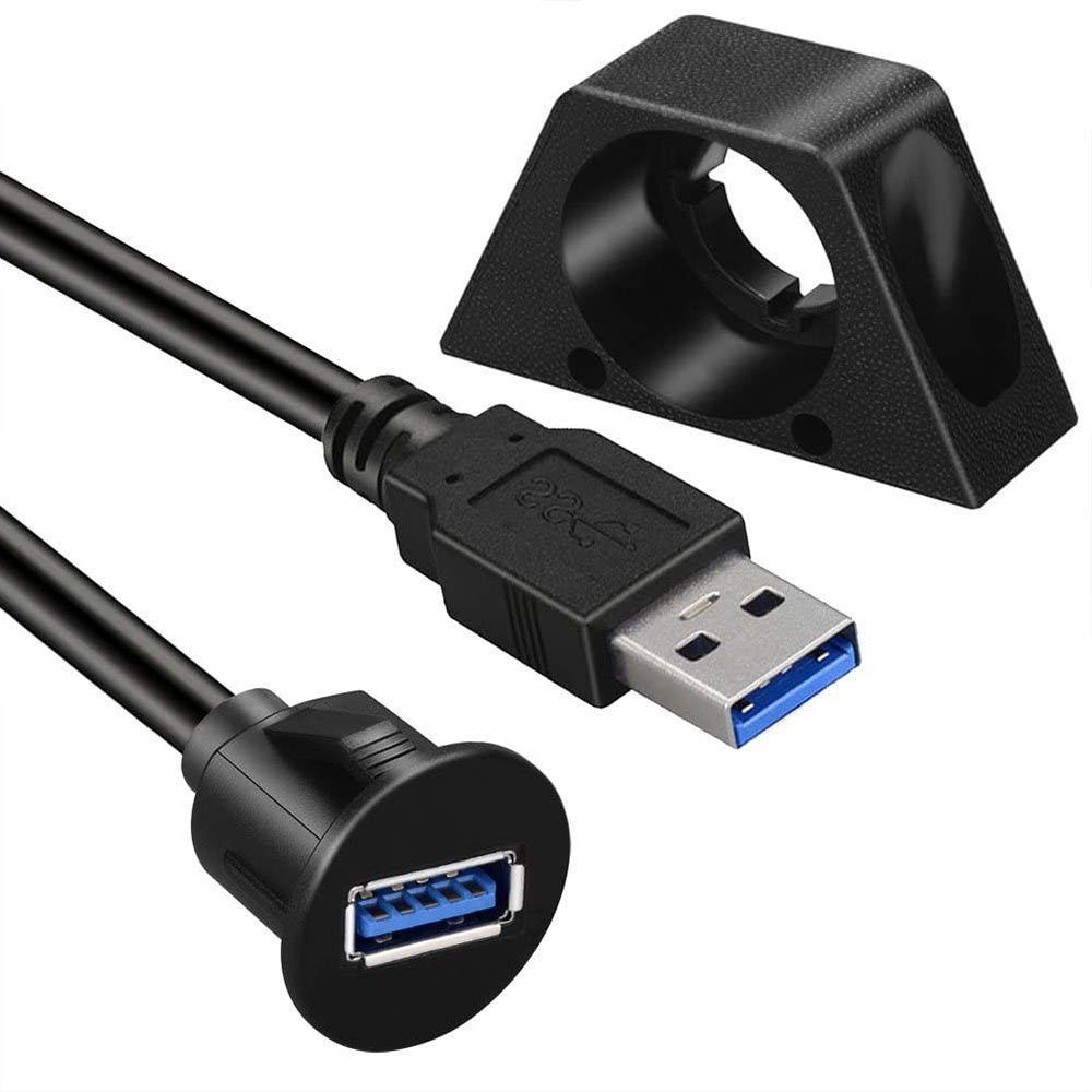 3ft 1m Extension Cord Waterproof Truck Panel Flush Mount Cable USB 3.0 Car Dashboard